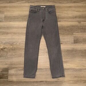 Levi's Wedgie Straight Jeans Gray High Rise Vintage Wash Womens 28x28